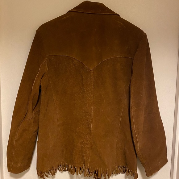 Vintage 60s Brown Suede Fringe Jacket M/L ๐ค fringe hem ๐ค western detail ๐ค - Picture 2 of 12
